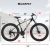 S26109 26 Inch Fat Tire Bike Adult/Youth Full Shimano 21 Speed Mountain Bike, Dual Disc Brake, High-Carbon Steel Frame, Front Suspension