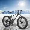 S26109 26 Inch Fat Tire Bike Adult/Youth Full Shimano 21 Speed Mountain Bike, Dual Disc Brake, High-Carbon Steel Frame, Front Suspension