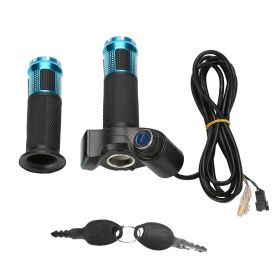 Twist Throttle Grips Handle With Key Lock LED Display Screen For Electric Bike(red) (Color: Blue)