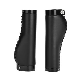 1 Pair PU Leather Mountain Bike Folding Bicycle Cycling Lockable Handle Grips (Black) (Color: Black)