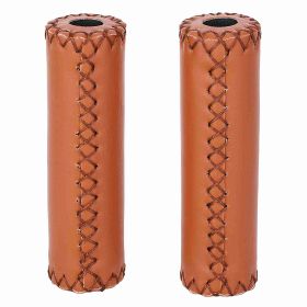 1 Pair Three Colors Retro Artificial Leather Bicycle Handlebar Grips Bike Handle Cover Grips (Color: brown)