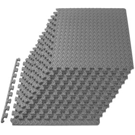 Exercise Puzzle Mat (Option: 1/2 in  Grey  48 Sq Ft   12 Tiles)