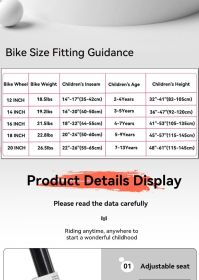 FKZNPJ 18 inch sporty kids bike with training wheels and stand Adjustable saddle Suitable for boys and girls aged 5-10 years tall Height 39-49 inches (Color: as Pic)