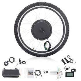 26in 1000W Rear Drive With Tires Bicycle Modification Parts Black (Color: as picture)