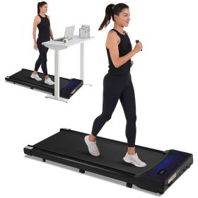 Walking Pad Under Desk Treadmill for Home Office -2.5HP Walking Treadmill 0.6-4MPH 300LBS Capacity Treadmill for Walking Running Remote Control Batter (Color: Black, Material: Metal)