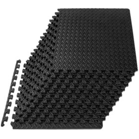 Exercise Puzzle Mat (Option: 1/2 in  Black  48 Sq Ft   12 Tiles)