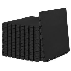 Exercise Puzzle Mat (Option: 3/4 in  Black  96 Sq Ft   24 Tiles)