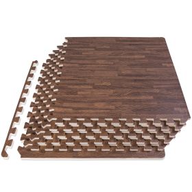 Wood Grain Puzzle Mat (Option: 1/2 in  Dark Oak  24 Sq Ft   6 Tiles)