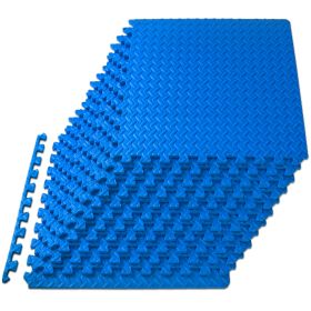 Exercise Puzzle Mat (Option: 1/2 in  Blue  48 Sq Ft   12 Tiles)