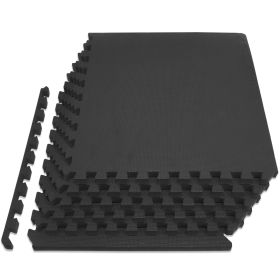 Exercise Puzzle Mat (Option: 3/4 in  Black  24 Sq Ft   6 Tiles)