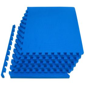 Exercise Puzzle Mat (Option: 1 in  Blue  24 Sq Ft   6 Tiles)