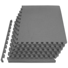Exercise Puzzle Mat (Option: 1 in  Grey  24 Sq Ft   6 Tiles)
