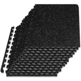 Rubber Top Exercise Puzzle Mat (Option: 1/2 in  Grey  48 Sq Ft   12 Tiles)