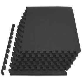Exercise Puzzle Mat (Option: 1 in  Black  24 Sq Ft   6 Tiles)