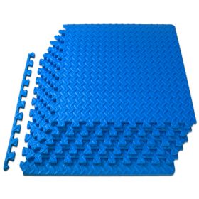 Exercise Puzzle Mat (Option: 1/2 in  Blue  24 Sq Ft   6 Tiles)